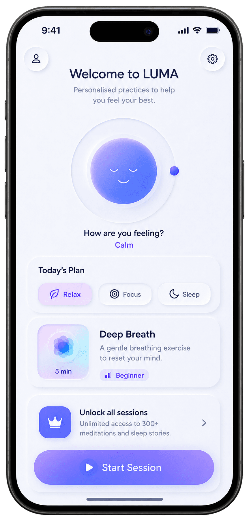 Mindfulness & Meditation mobile interface