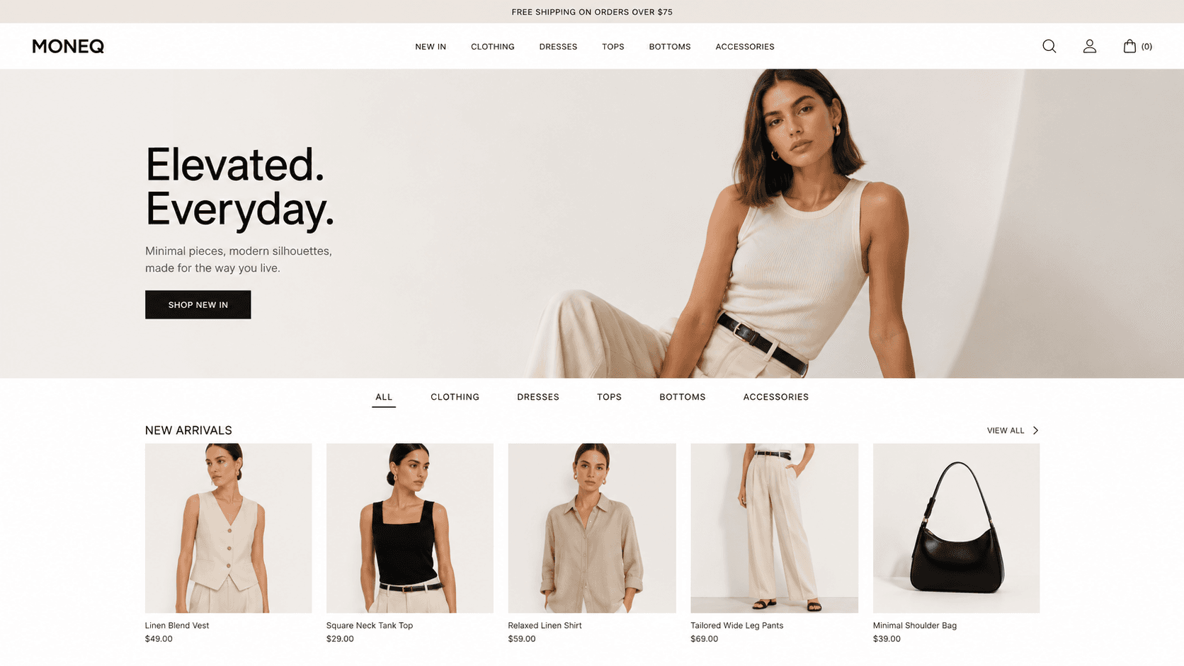 MONEQ website design