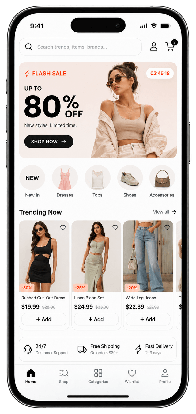 Store & Checkout — E-Commerce & Retail mobile app interface designed by Layerser
