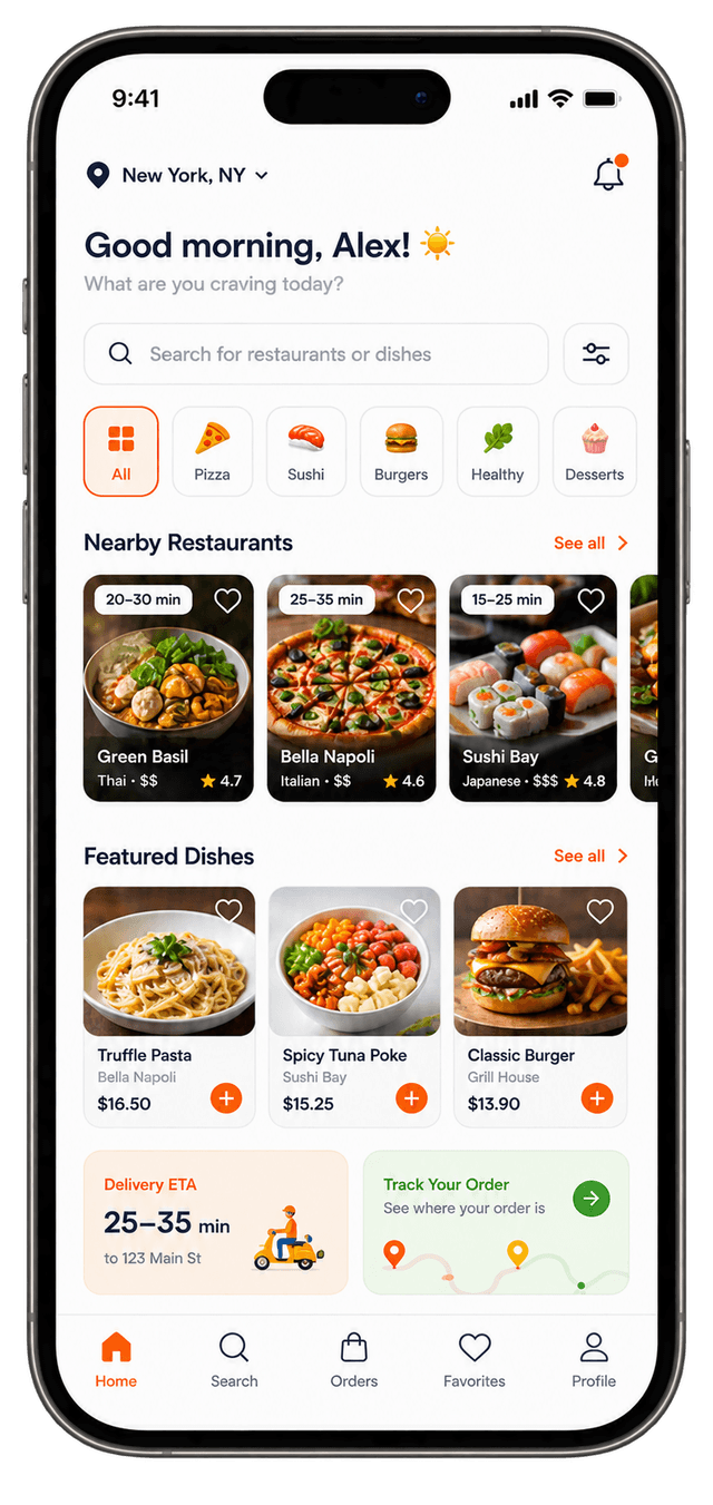 Food & Delivery — On-Demand Delivery mobile app interface designed by Layerser