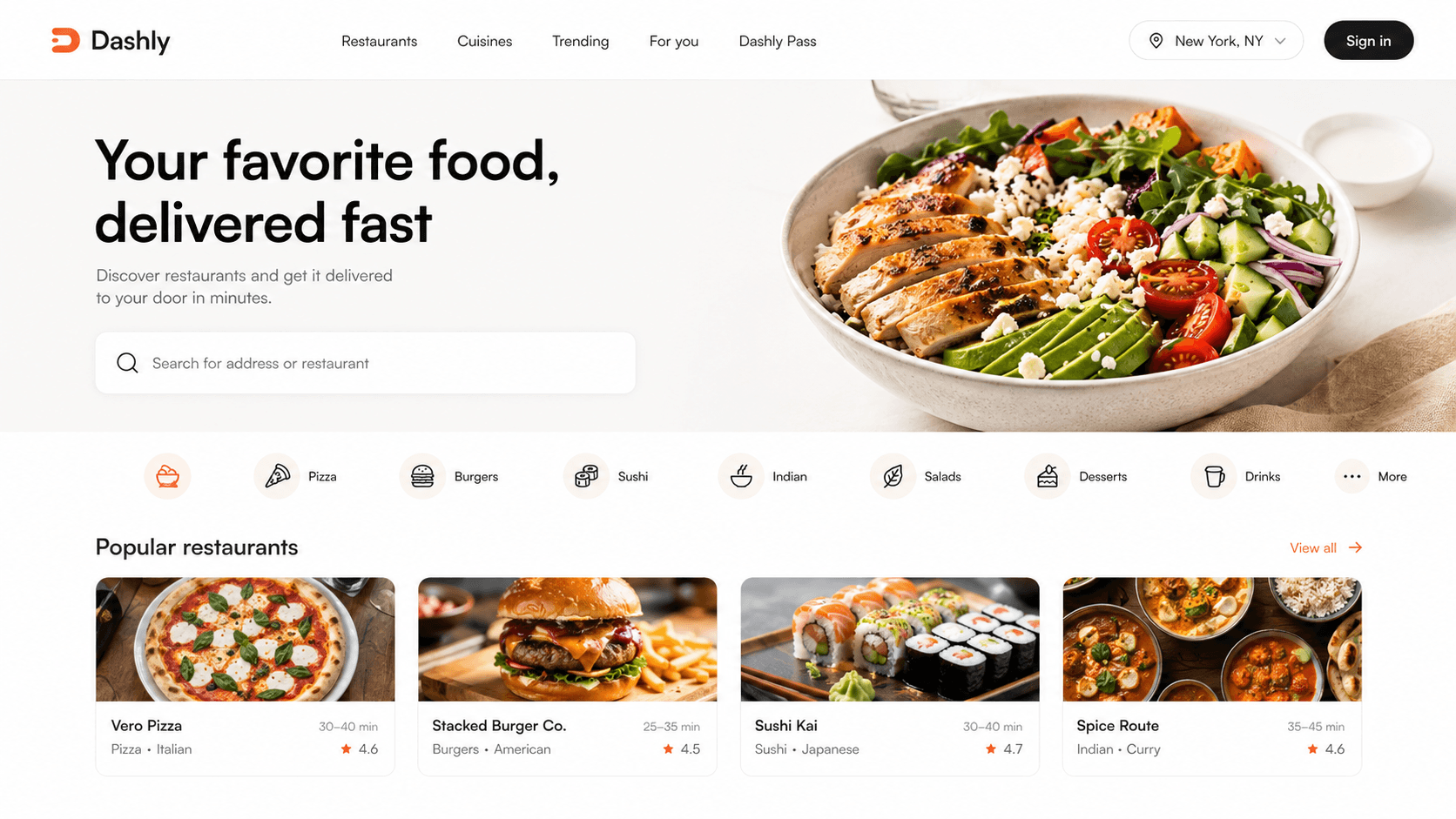 Dashly — Food Delivery & Marketplace website design and development by Layerser