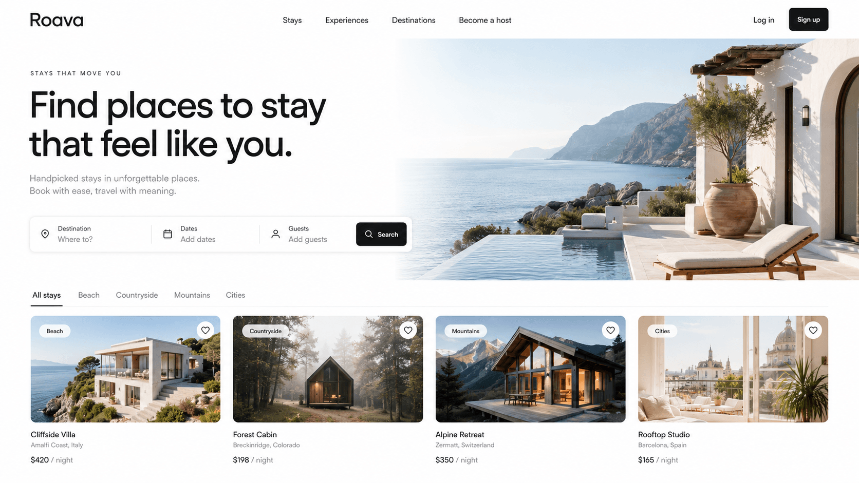 Roava — Travel & Hospitality website design and development by Layerser